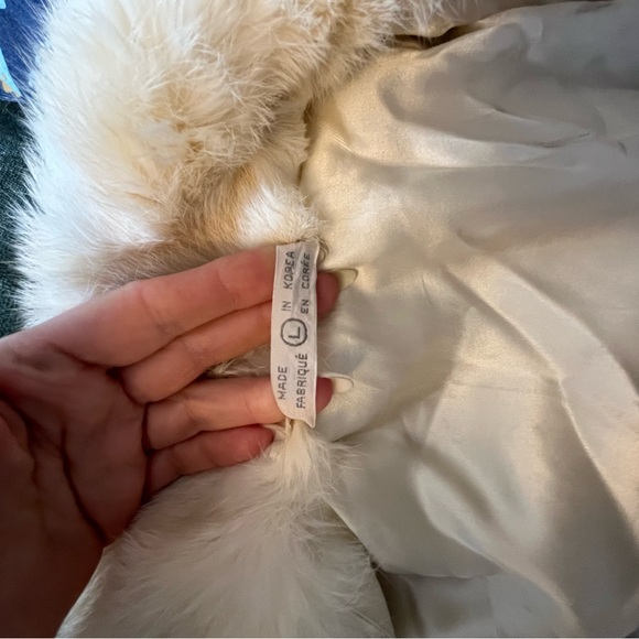 Cream white Rabbit Fur Women's Jacket - Picture 9 of 11